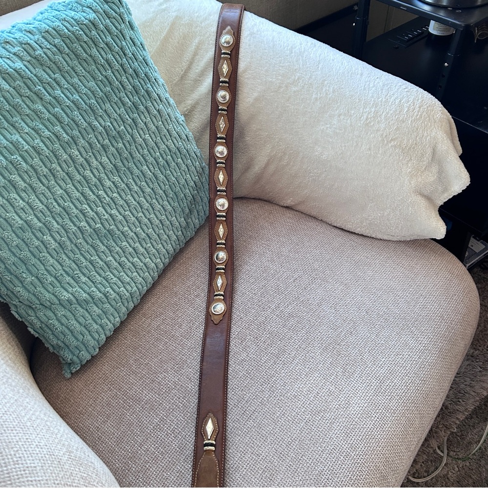 Justin Boots Rich Brown Belt with Silver Accents